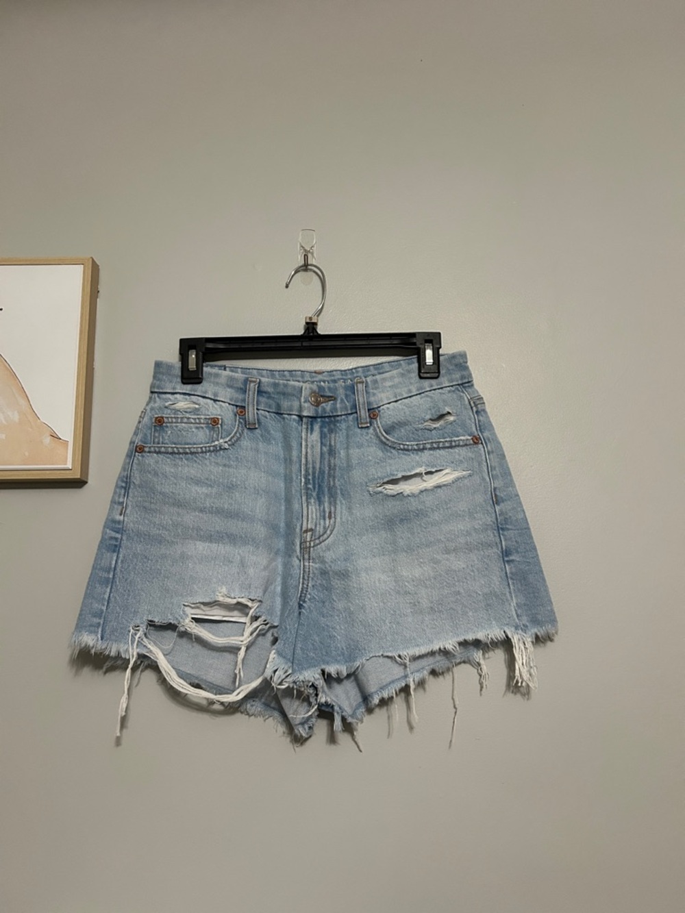 American Eagle Outfitters Light Wash Distressed Denim Jean Shorts